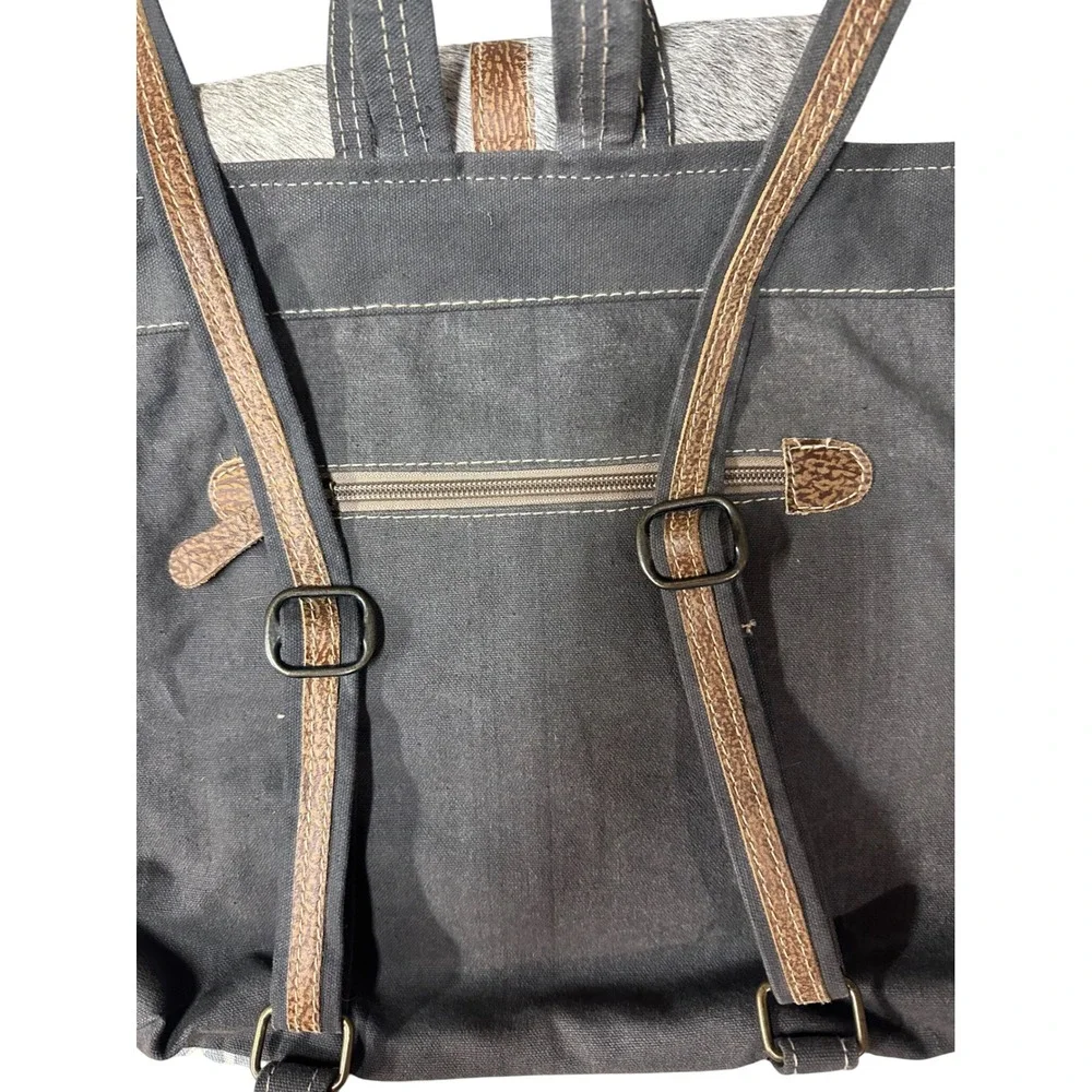 Myra Bag Women's Artist's Impression Upcycled Canvas & Leather Backpack One Size